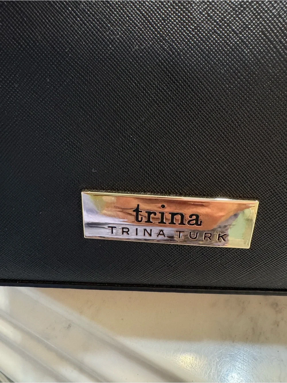 Trina Turk Black Crossbody Tote with Gold Hardware